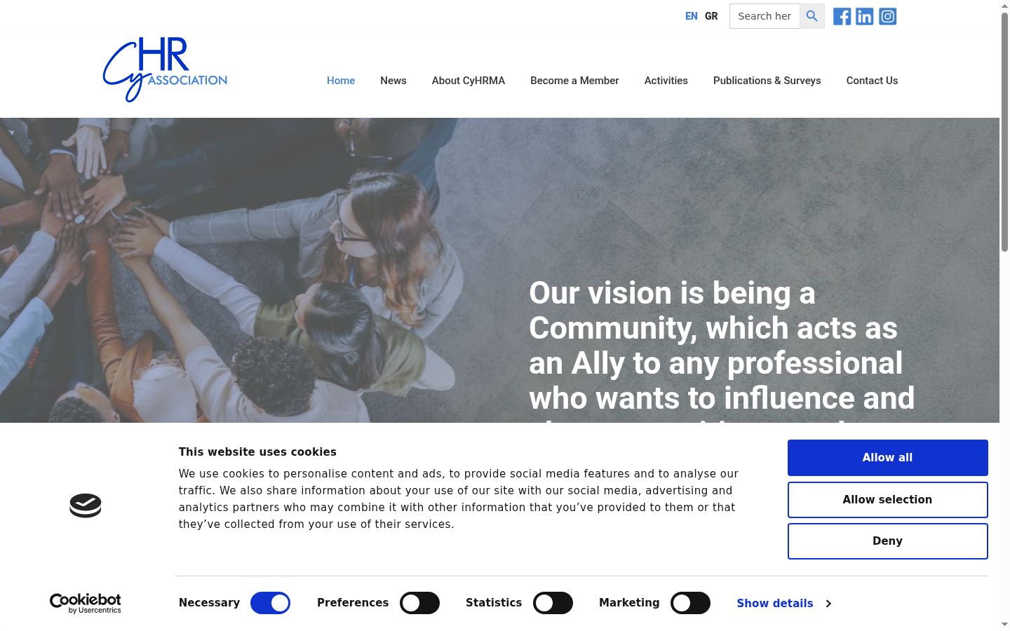 Screenshot tal-banner tal-kunsens muri qabel kwalunkwe interazzjoni