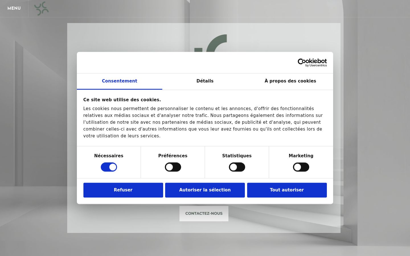 Screenshot van de toestemmingsbanner zoals getoond vóór enige interactie