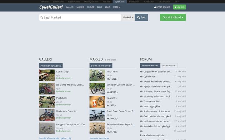 Skærmbillede af cykelgalleri.dk