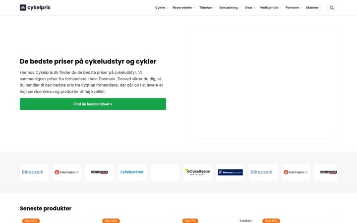 Skærmbillede af cykelpris.dk