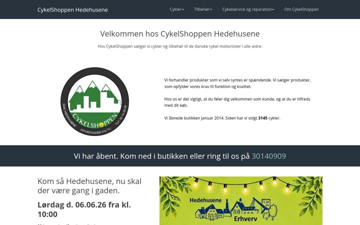 Screenshot of cykelshoppen-hedehusene.dk