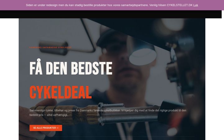 Screenshot of cykelstellet.dk