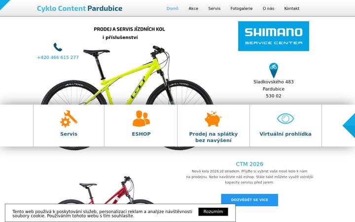 Screenshot stránky cyklo-pardubice.cz