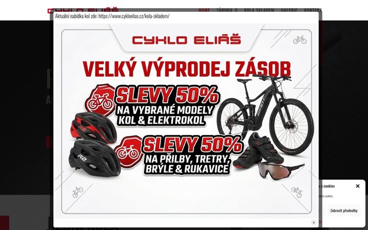Screenshot stránky cykloelias.cz