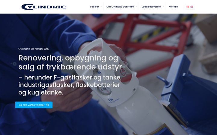 Kuvakaappaus sivustosta cylindric-dk.com