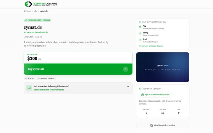 Screenshot of cymat.de
