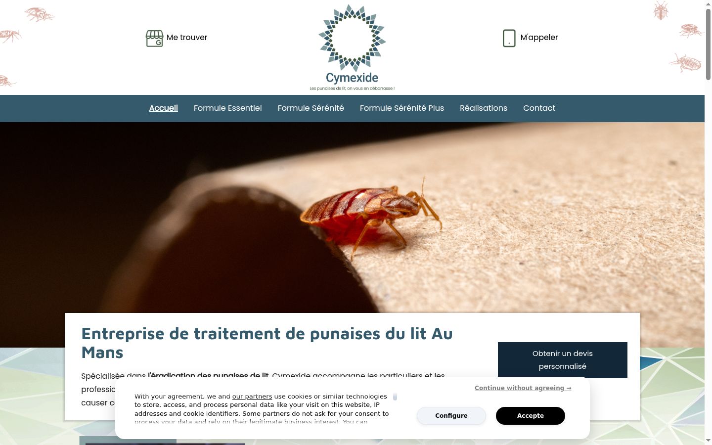 Captura de pantalla del banner de consentimiento mostrado antes de cualquier interacción
