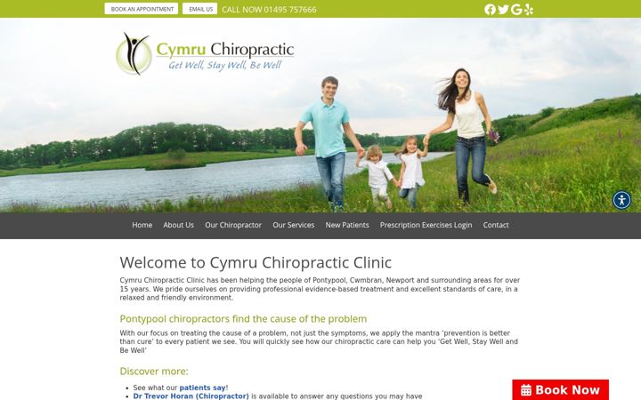 Screenshot of cymruchiropractic.co.uk