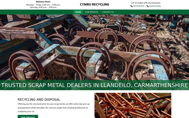 Screenshot of cymrurecycling.co.uk