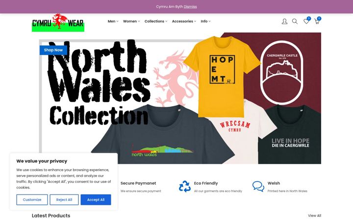 Screenshot of cymruwear.co.uk