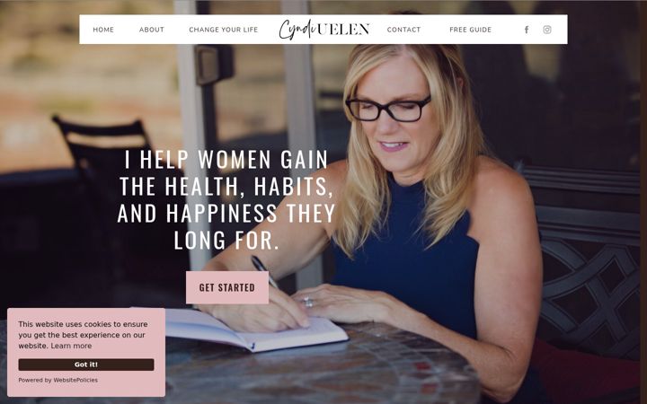 Screenshot of cyndiuelencoaching.com