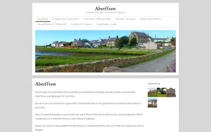 Screenshot of cyngorcymunedaberffraw.co.uk