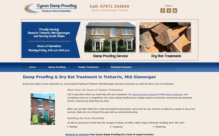 Screenshot of cynondampproofingsouthwales.co.uk