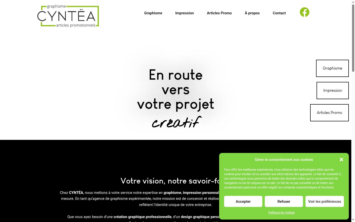 Capture d'écran de la bannière de consentement affichée avant toute interaction