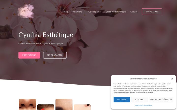 Screenshot of cynthiaesthetique.fr