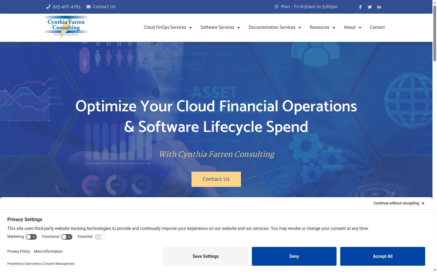 Screenshot del banner di consenso mostrato prima di qualsiasi interazione
