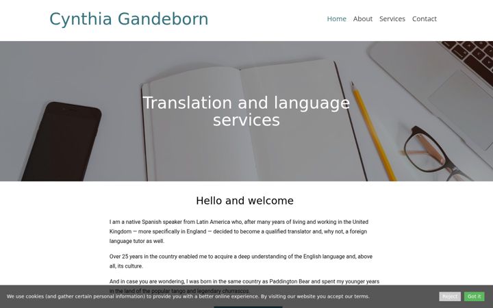 Screenshot of cynthiagandeborn.com