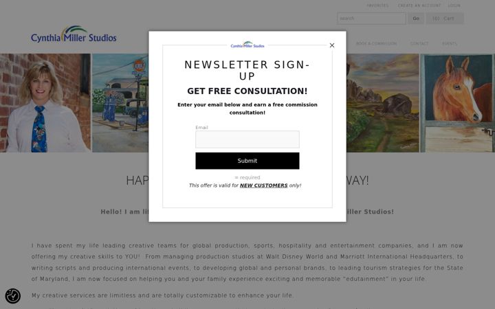 Screenshot of cynthiamillerstudios.com