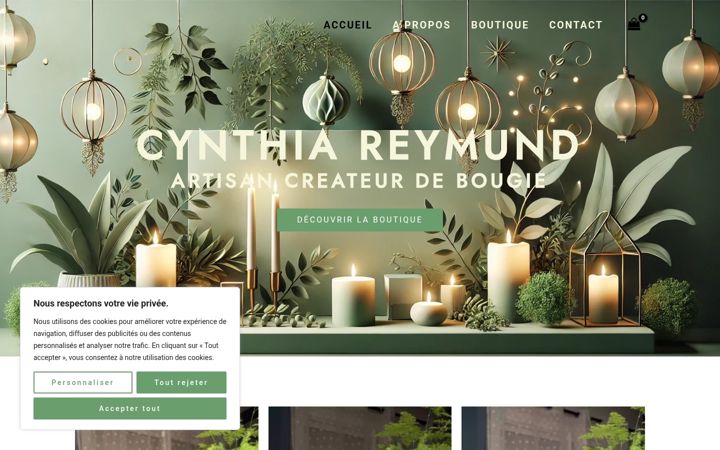 Screenshot of cynthiareymund-bougies.fr