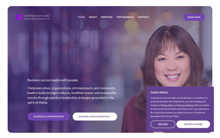 Screenshot of cynthiayamasaki.com