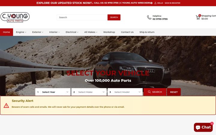 Screenshot of cyoungauto.com.au