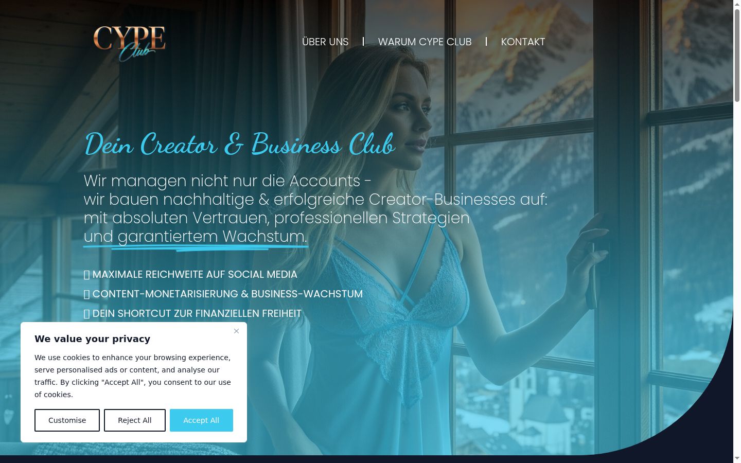 Screenshot of the consent banner shown before any interaction