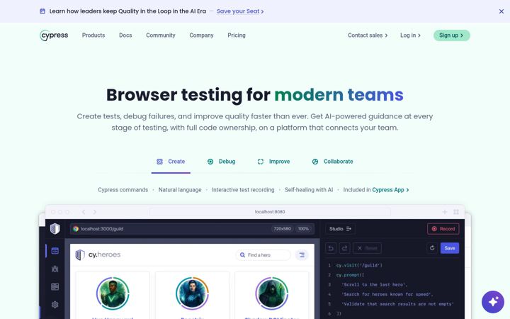 Képernyőkép: cypress.io