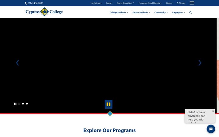 Screenshot von cypresscollege.edu