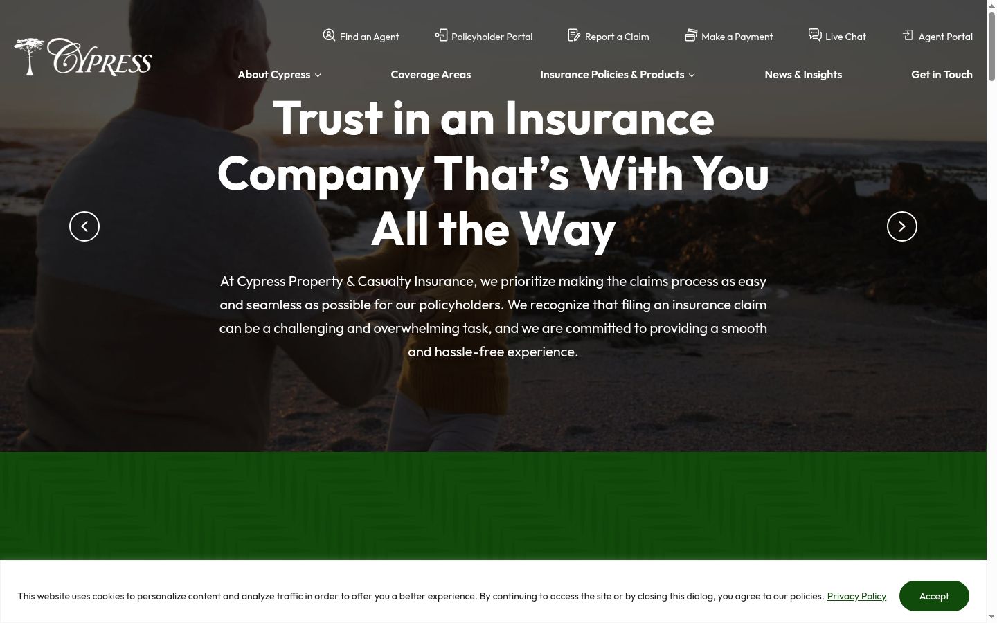 Screenshot del banner di consenso mostrato prima di qualsiasi interazione