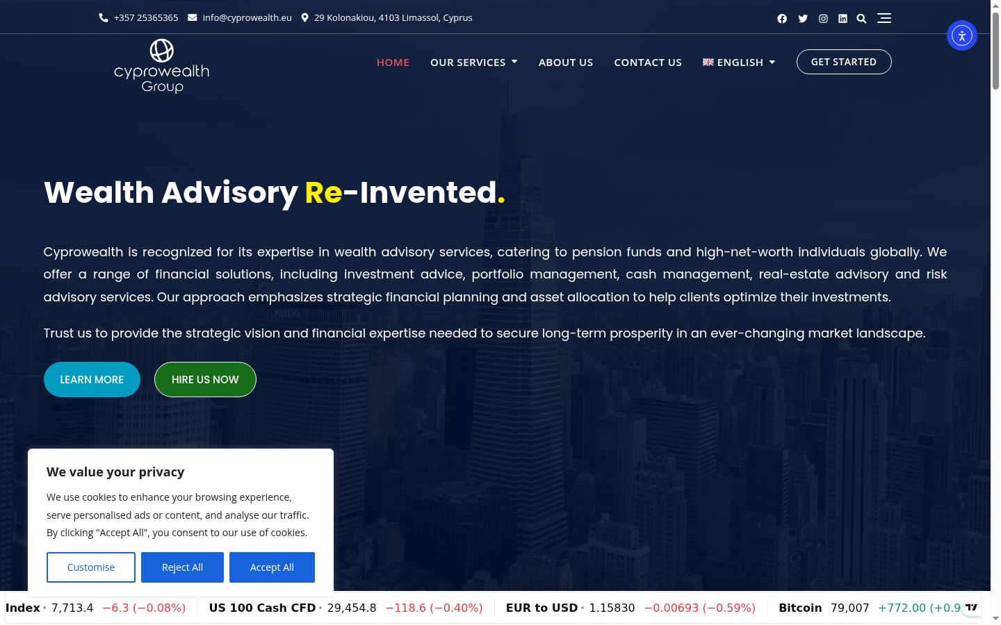 Screenshot of the consent banner shown before any interaction