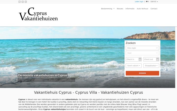 Screenshot of cyprus-vakantiehuizen.eu
