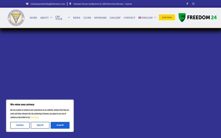 Screenshot of cyprusbowlingfederation.com