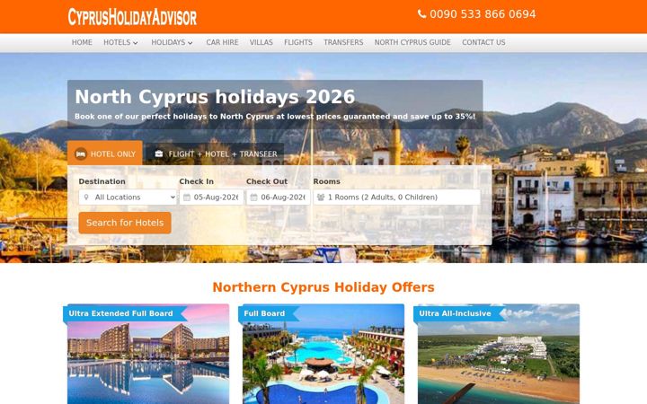 Screenshot of cyprusholidayadvisor.com