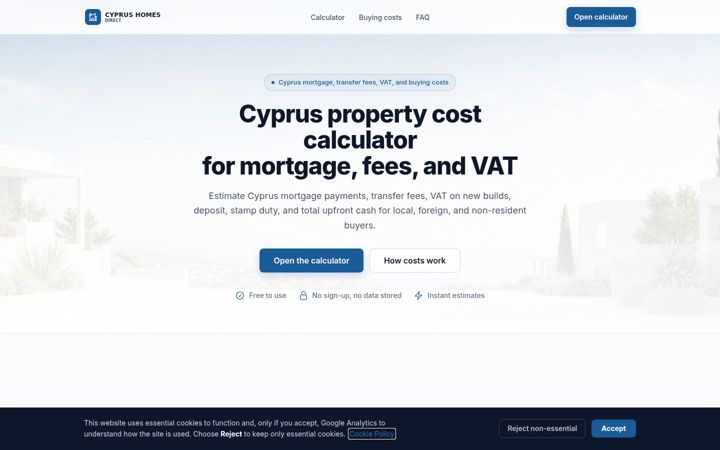 Screenshot of cyprushomesdirect.com