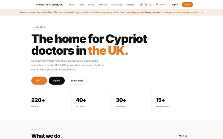 Screenshot of cyprusmedicalsociety.org.uk