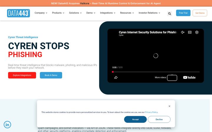 Screenshot von cyren.com
