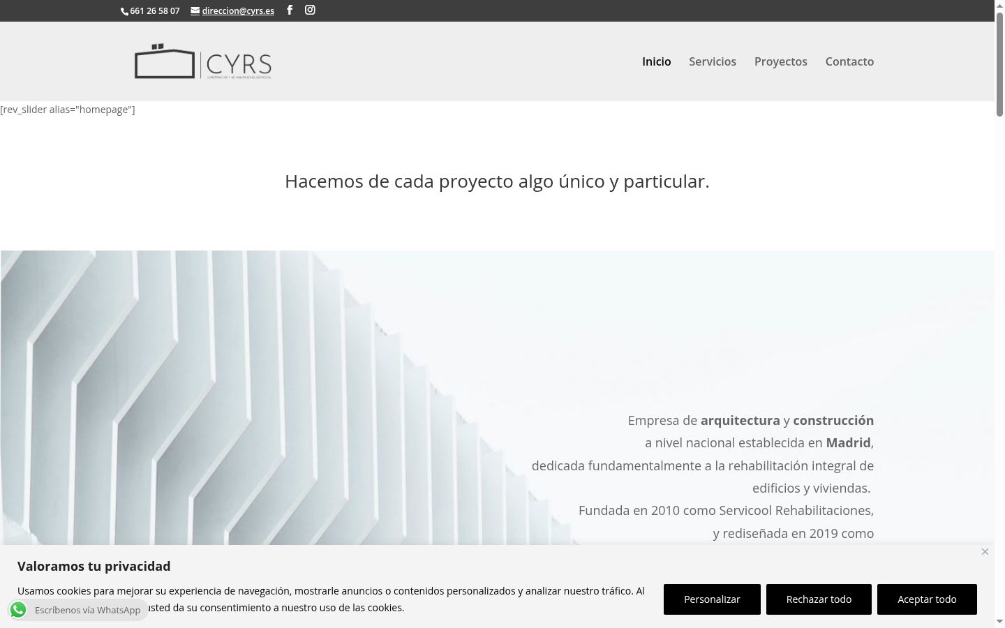 Captura de pantalla del banner de consentimiento mostrado antes de cualquier interacción