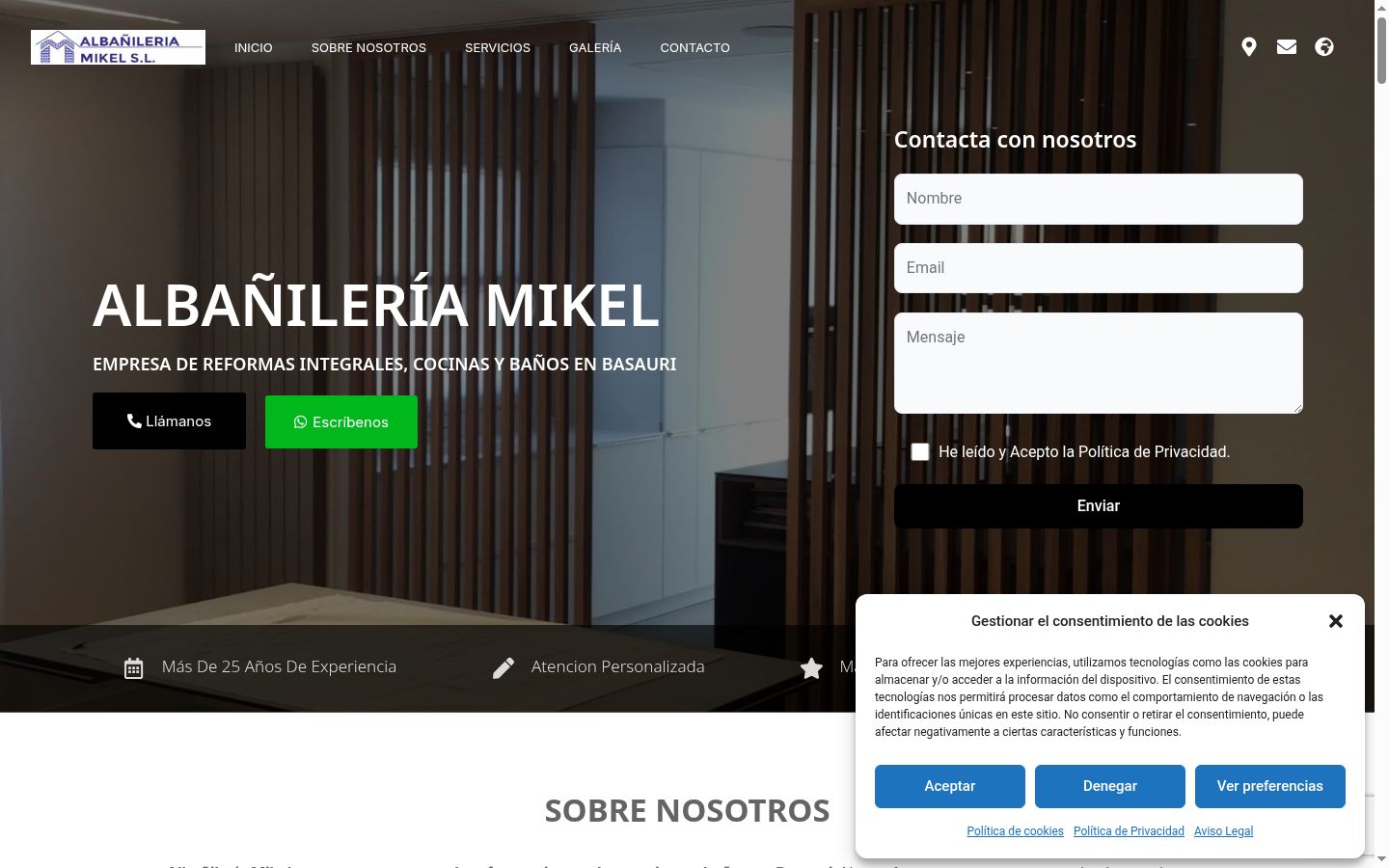 Screenshot del banner di consenso mostrato prima di qualsiasi interazione