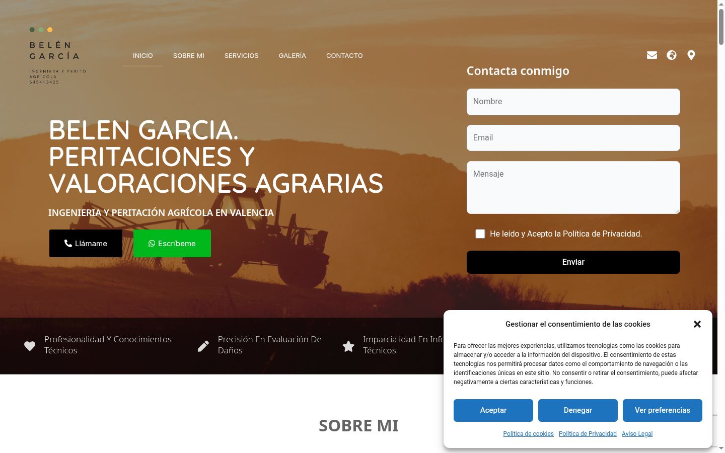 Captura de pantalla del banner de consentimiento mostrado antes de cualquier interacción