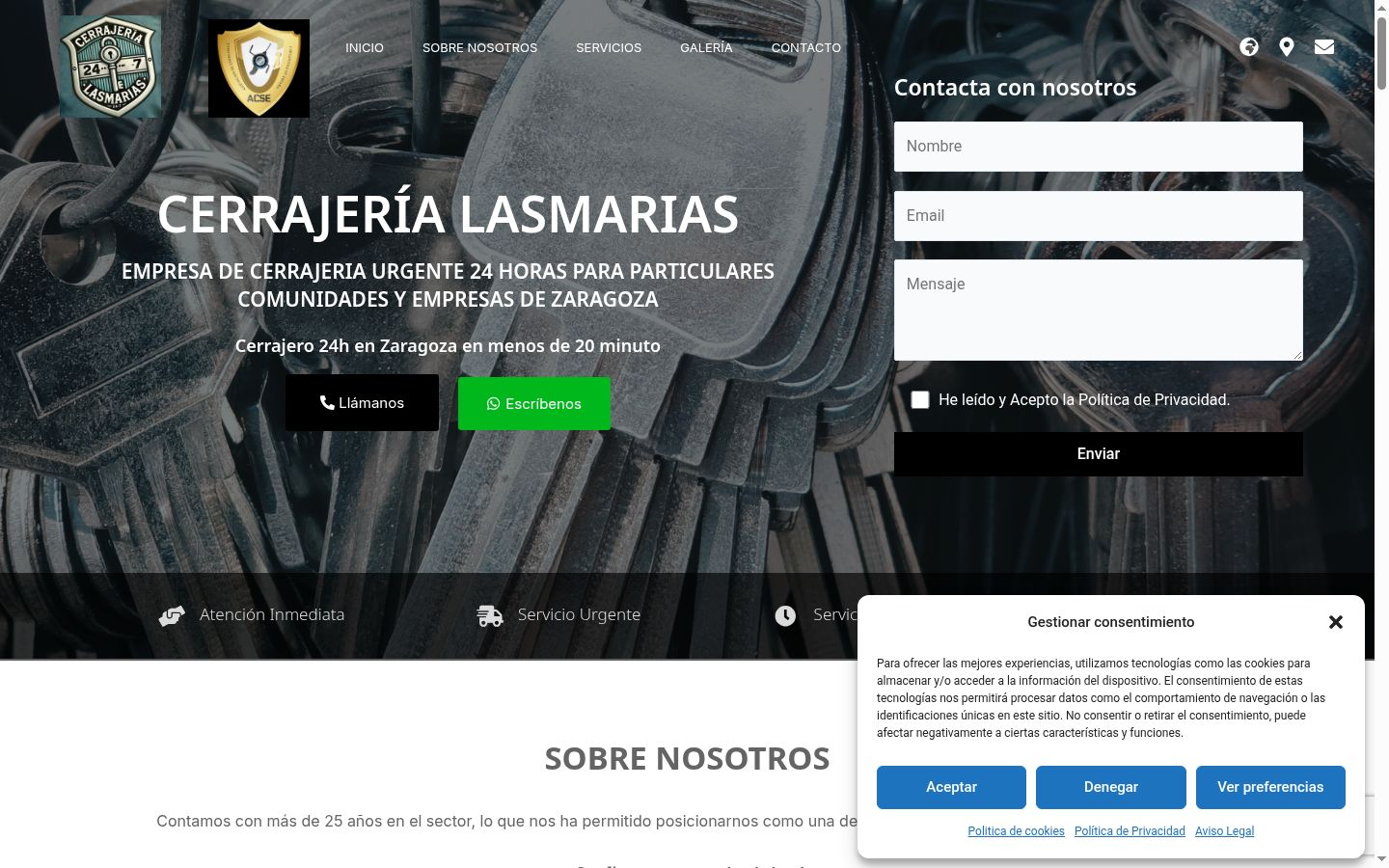 Captura de ecrã do banner de consentimento apresentado antes de qualquer interação