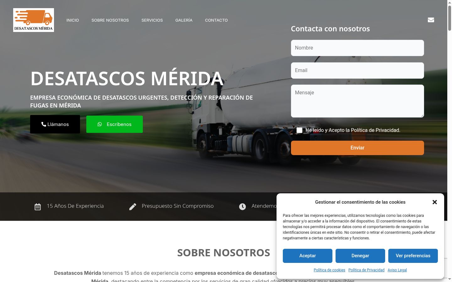 Captura de ecrã do banner de consentimento apresentado antes de qualquer interação