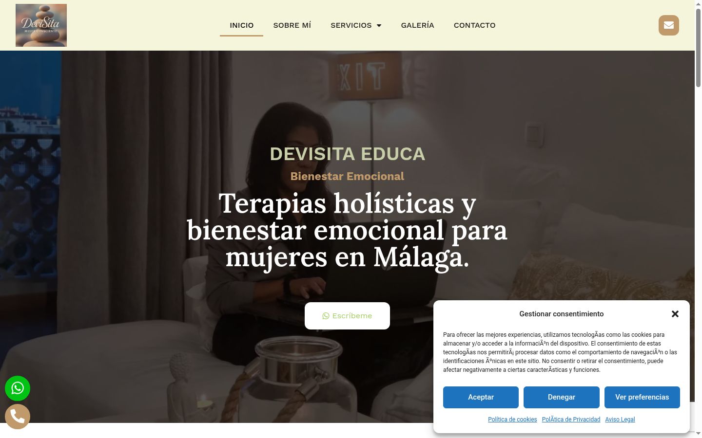 Captura de ecrã do banner de consentimento apresentado antes de qualquer interação