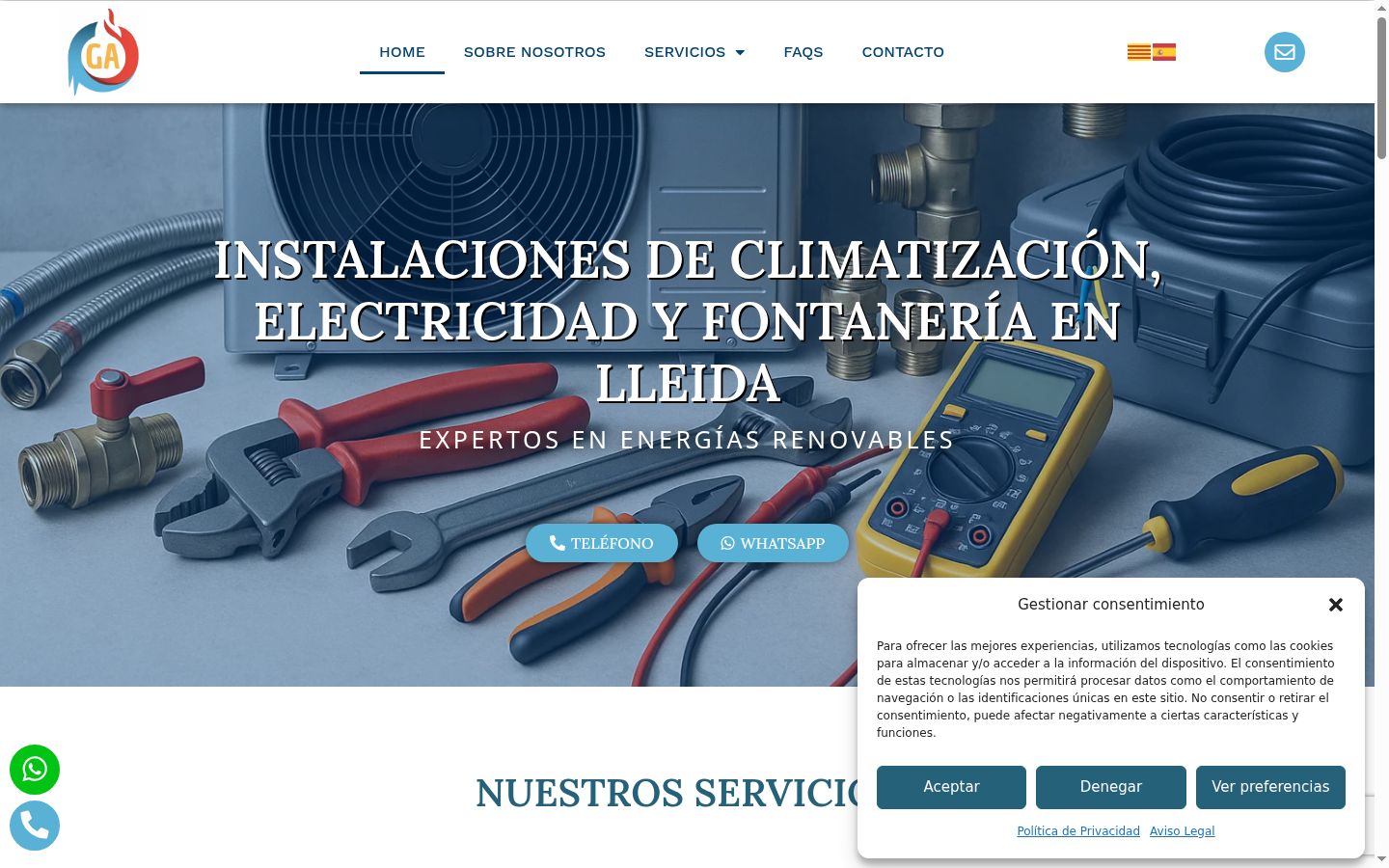 Screenshot del banner di consenso mostrato prima di qualsiasi interazione