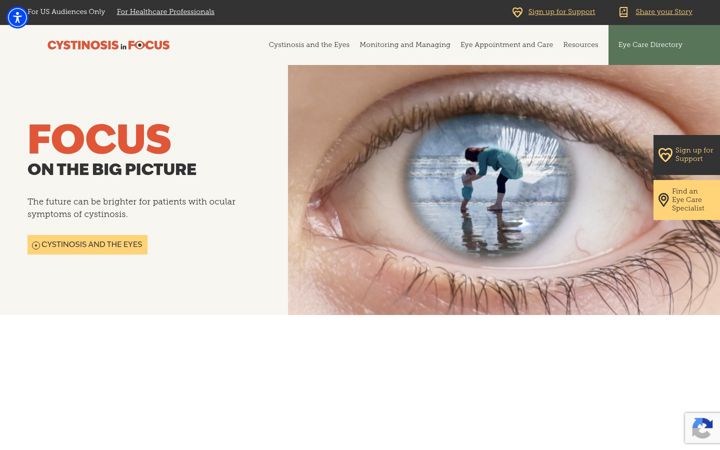 Screenshot of cystinosisinfocus.com