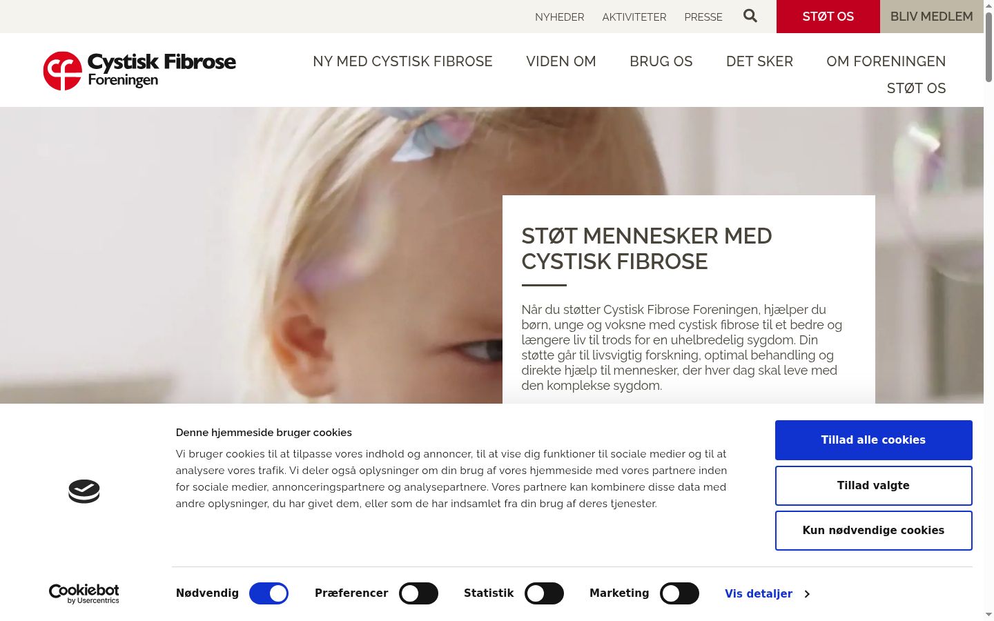 Skärmbild av samtyckesbannern som visades före någon interaktion