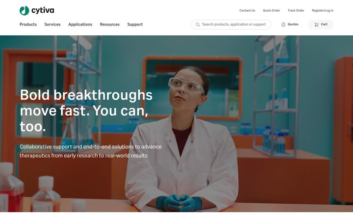 Екранна снимка на cytiva.com