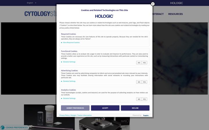 Screenshot of cytologystuff.com