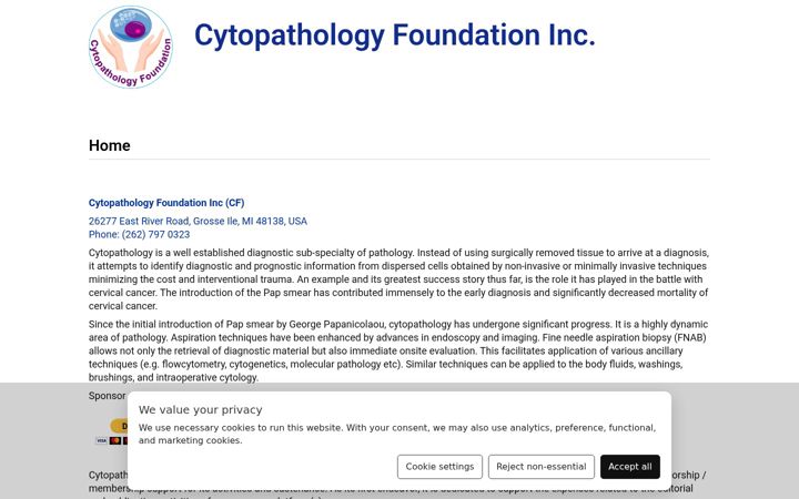 Skjámynd af cytopathfoundation.org