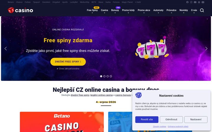Screenshot stránky cz-casino.cz