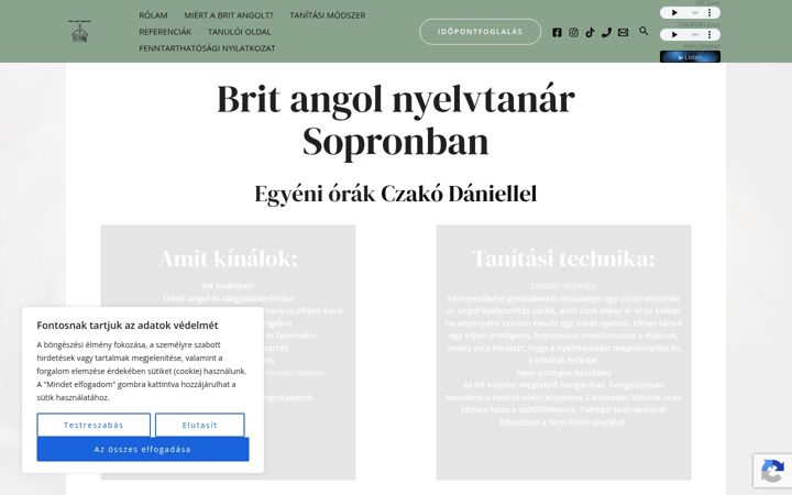 Screenshot of czakoangol.hu